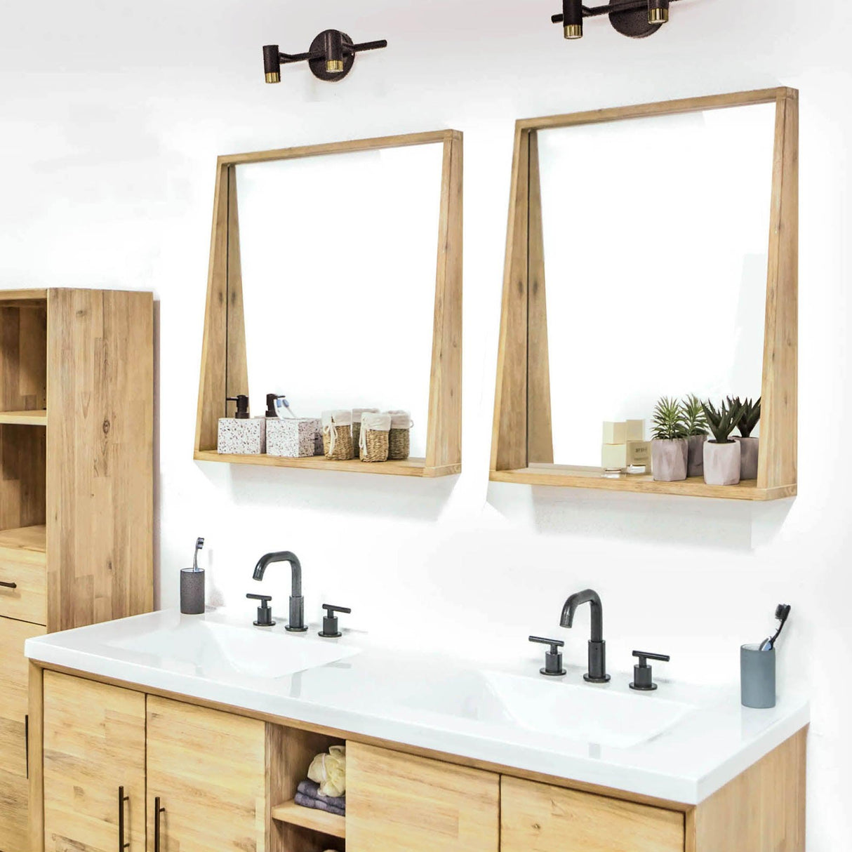 LH Home Gia Mirror W28 inch in Solid Acacia Frame