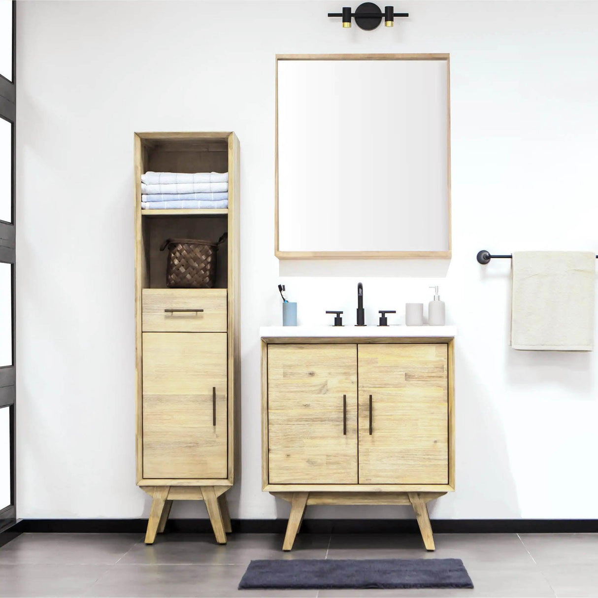 LH Home Gia Mirror W28 inch in Solid Acacia Frame