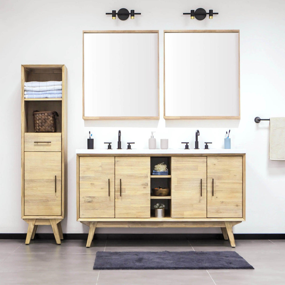 LH Home Gia Mirror W28 inch in Solid Acacia Frame