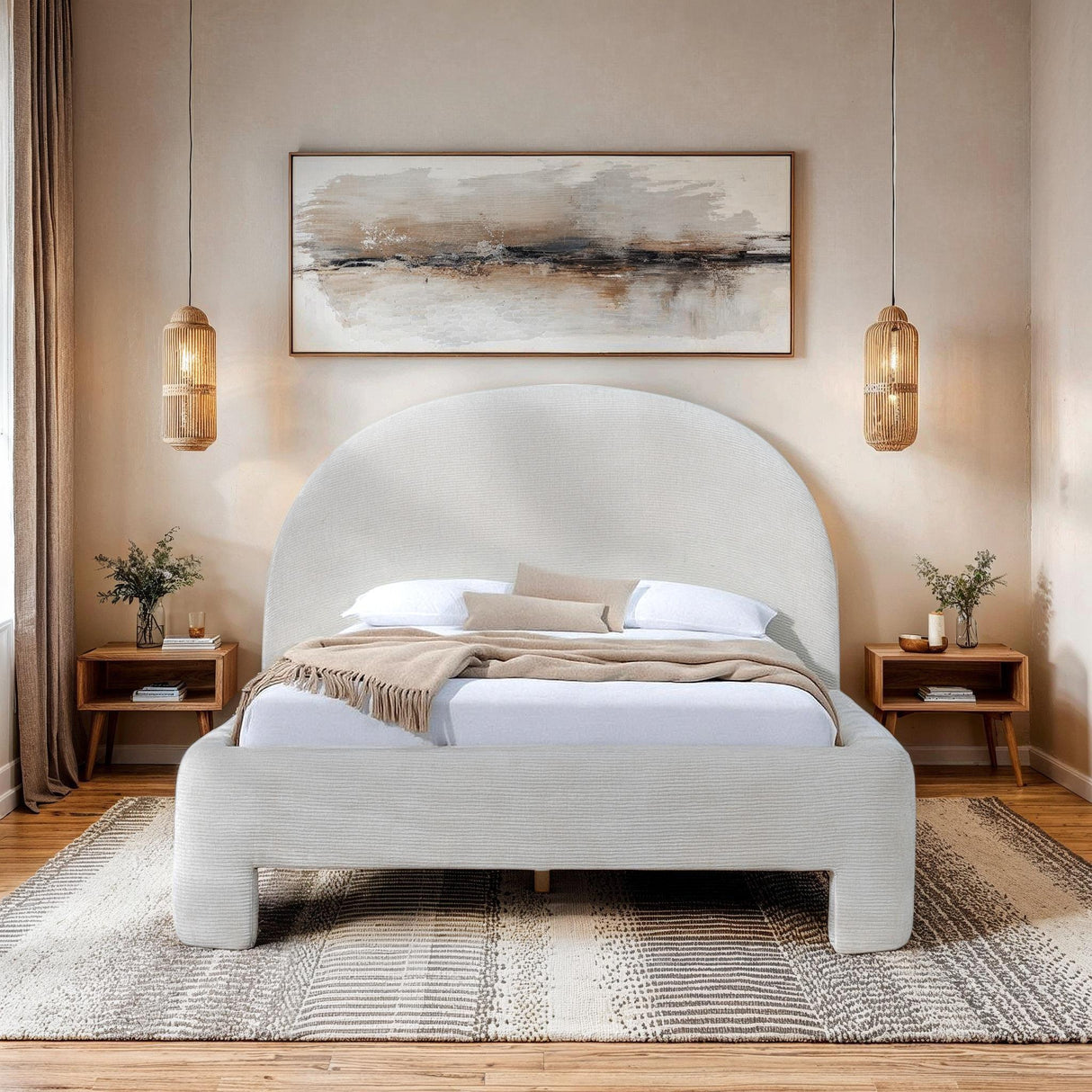 LH Home Nina King Bed - Ecru