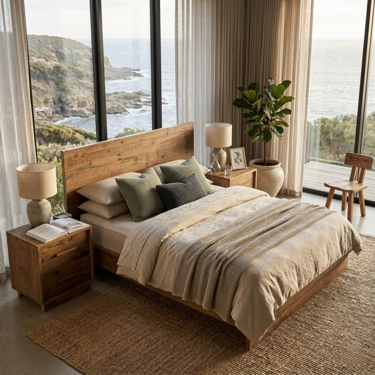 LH Home Nevada Queen Bed - Dark Driftwood