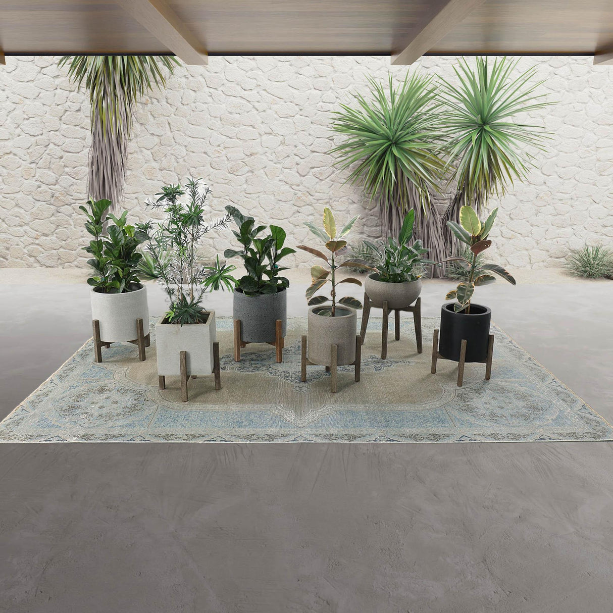 LH Home Patio Round Standing Pot - Grey Stone