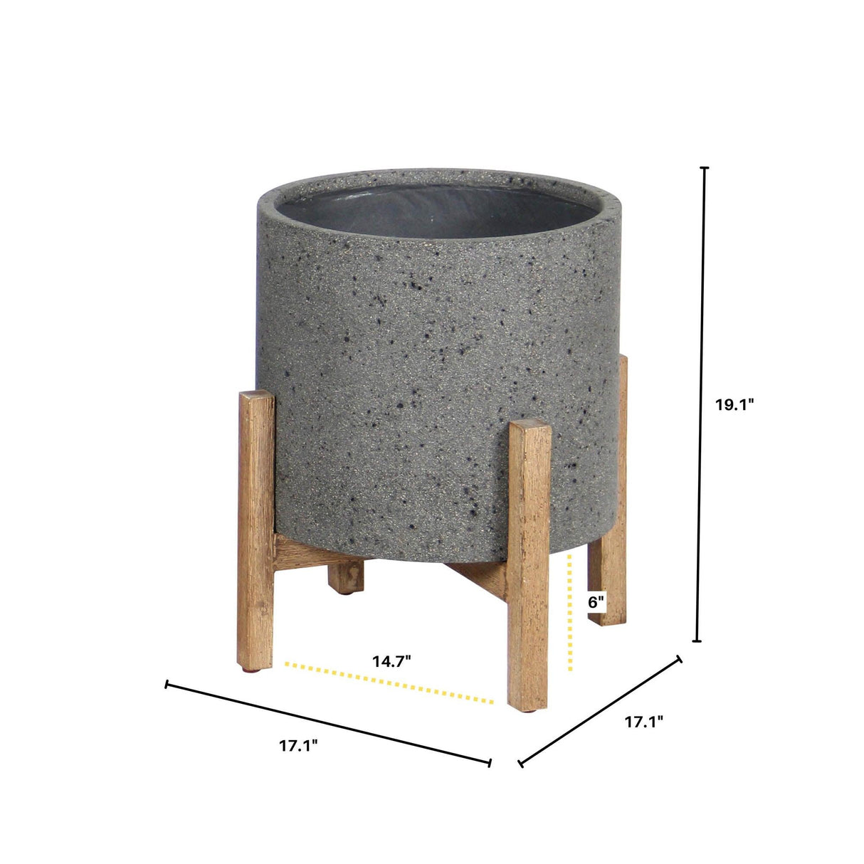 LH Home Patio Round Standing Pot - Grey Stone