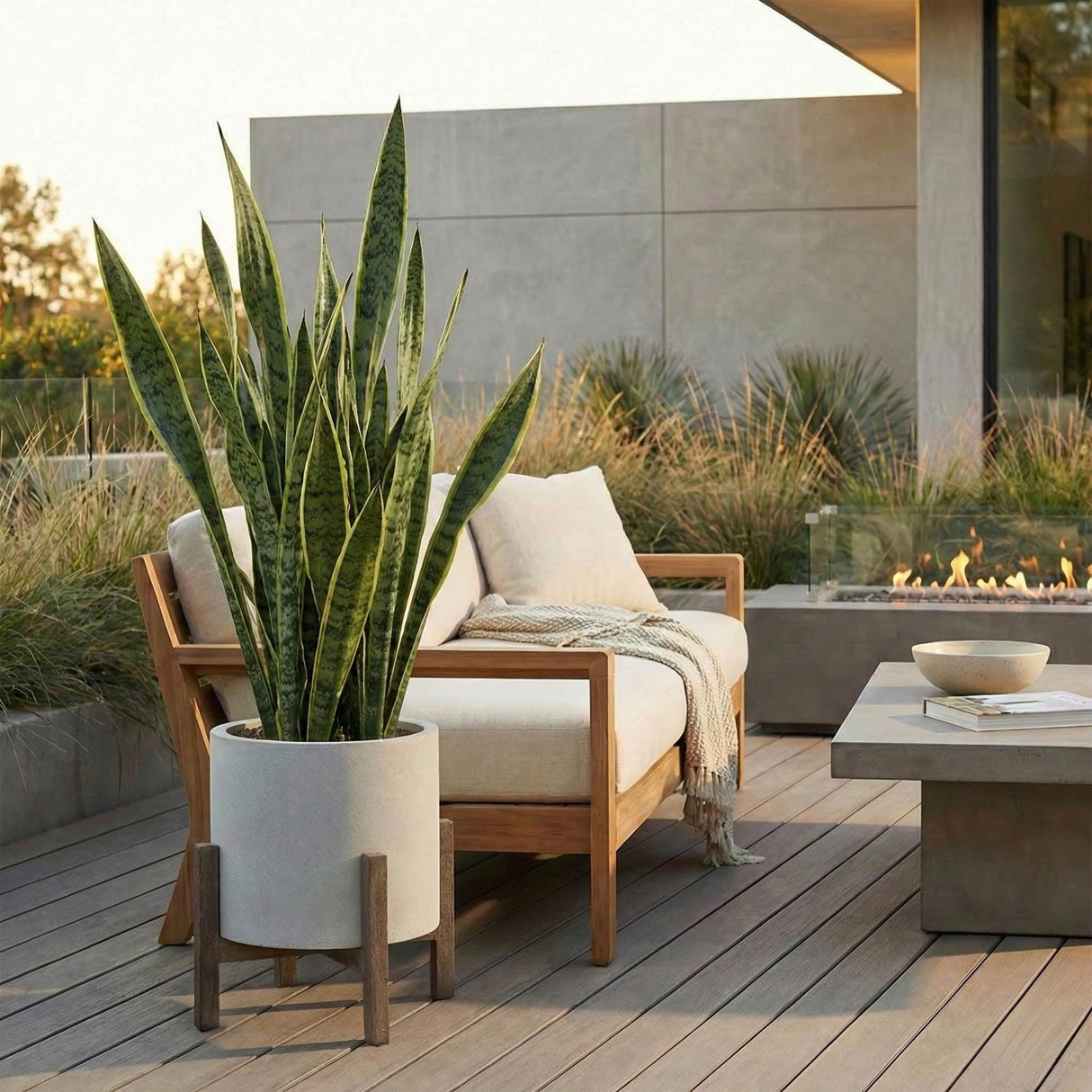 LH Home Patio Round Standing Pot - Natural Stone