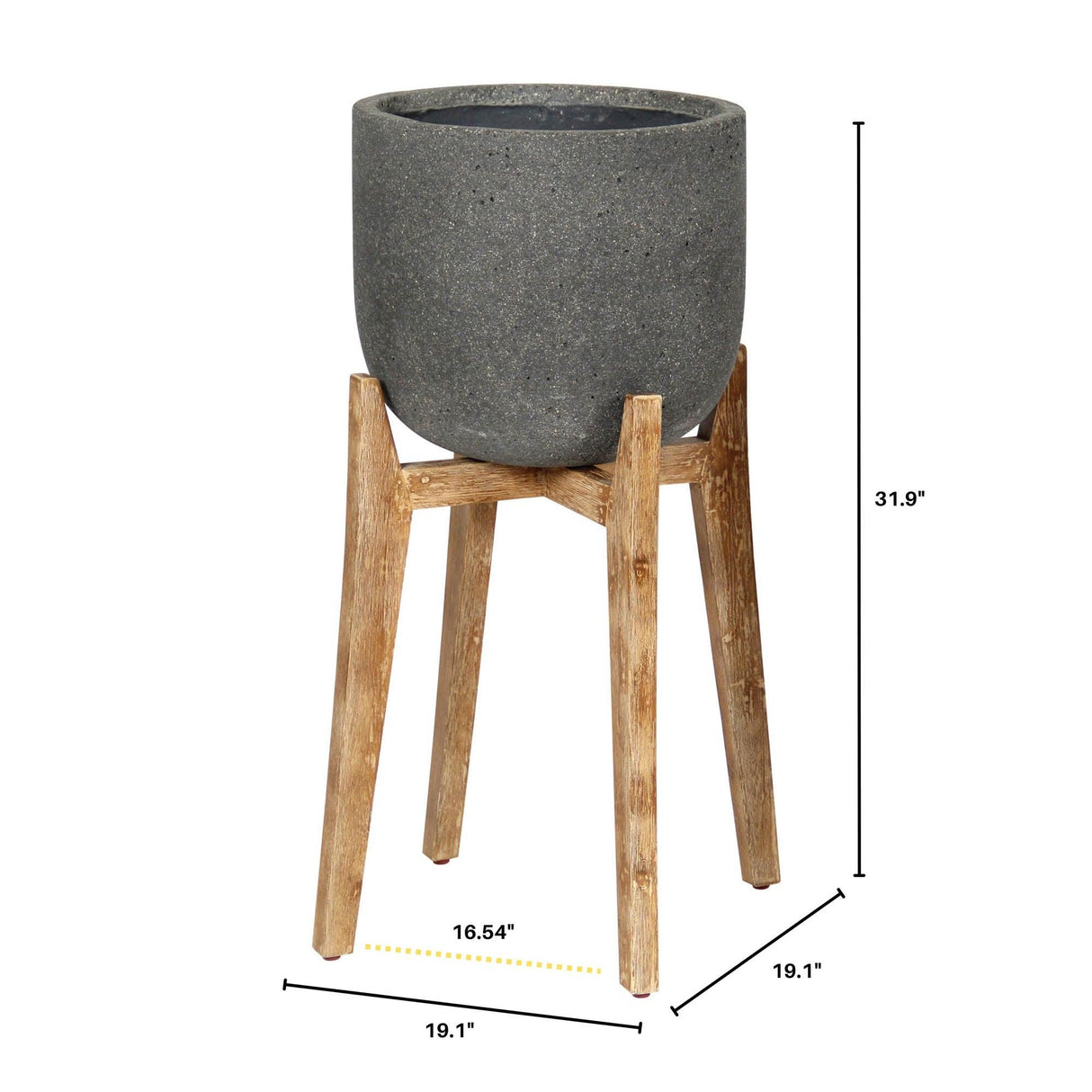 LH Home Patio Large Round Standing Pot - Grey Stone