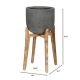 LH Home Patio Large Round Standing Pot - Grey Stone