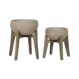 LH Home Patio Large Standing Urn - Brown Stone