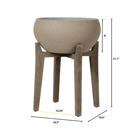 LH Home Patio Large Standing Urn - Brown Stone