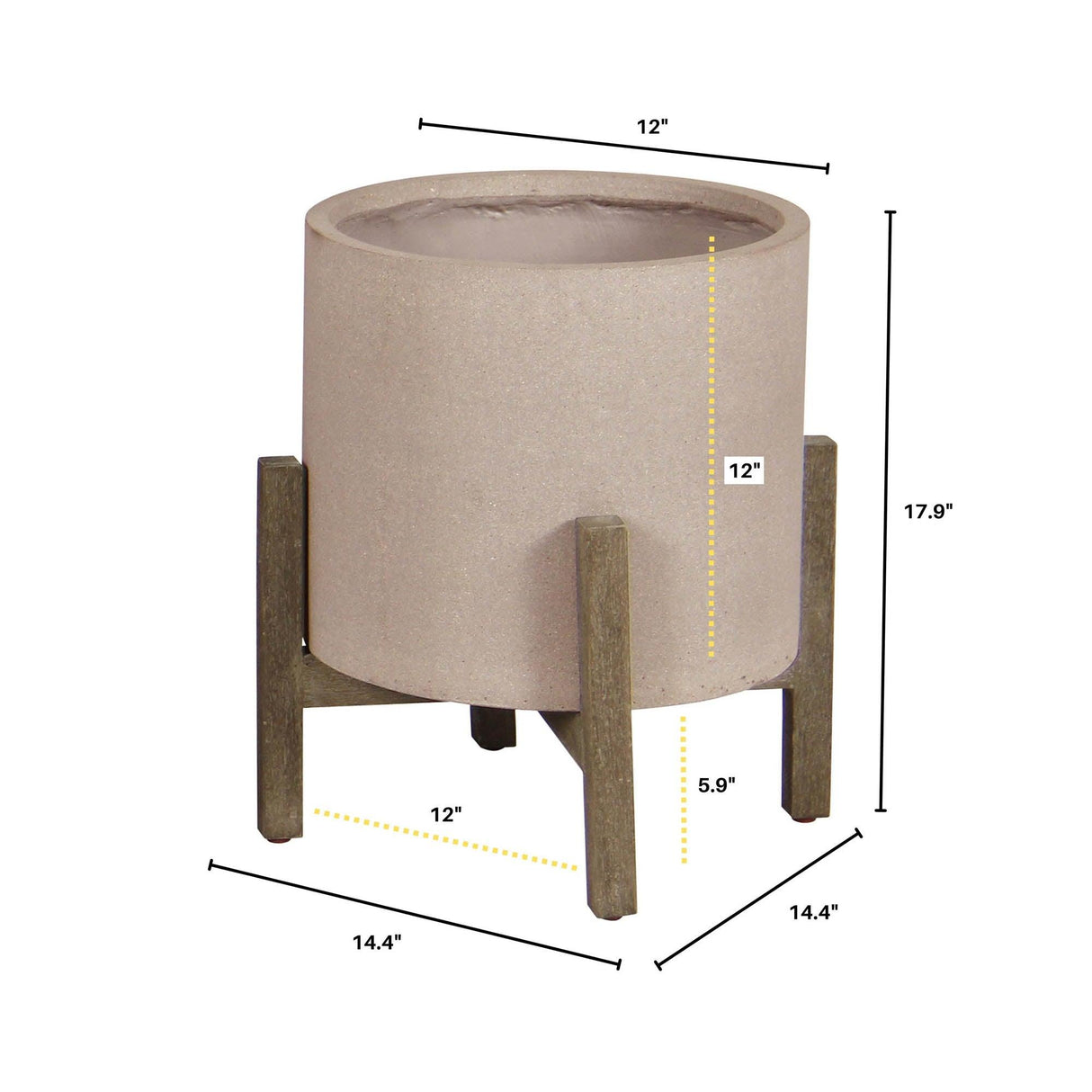 LH Home Patio Round Standing Pot Small - Brown Stone