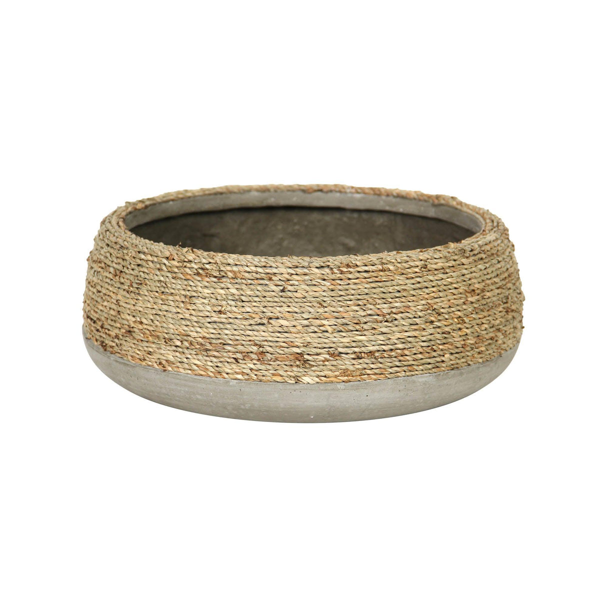 LH Home Nature Low Round Grass and Concrete Pot