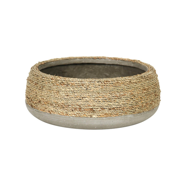 LH Home Nature Low Round Grass and Concrete Pot