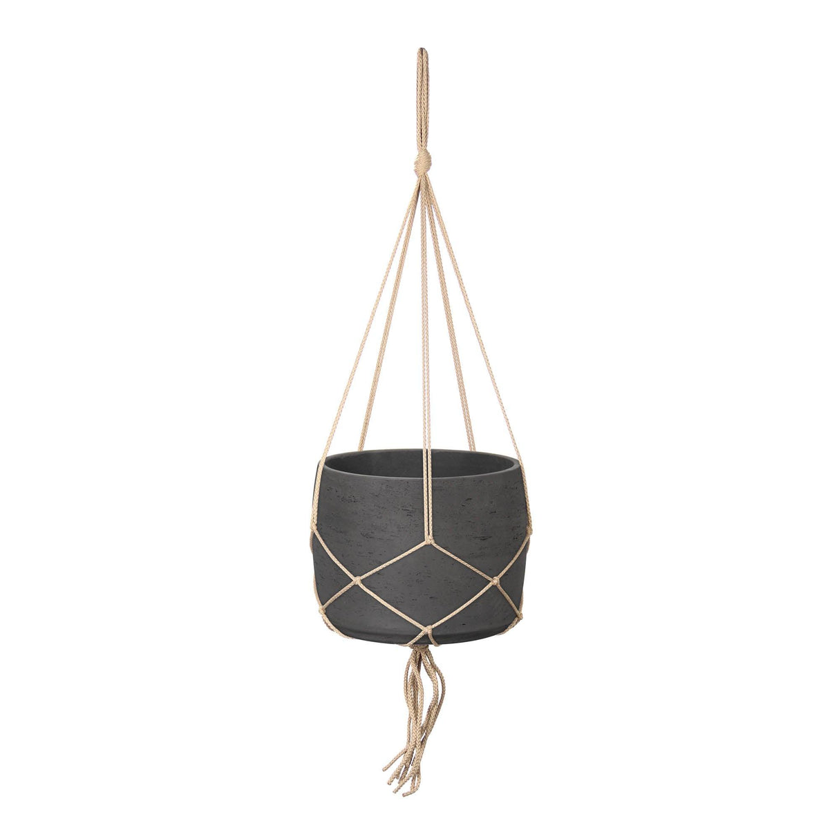 LH Home Craft Hanging Pot With Netting - Charcoal Grey