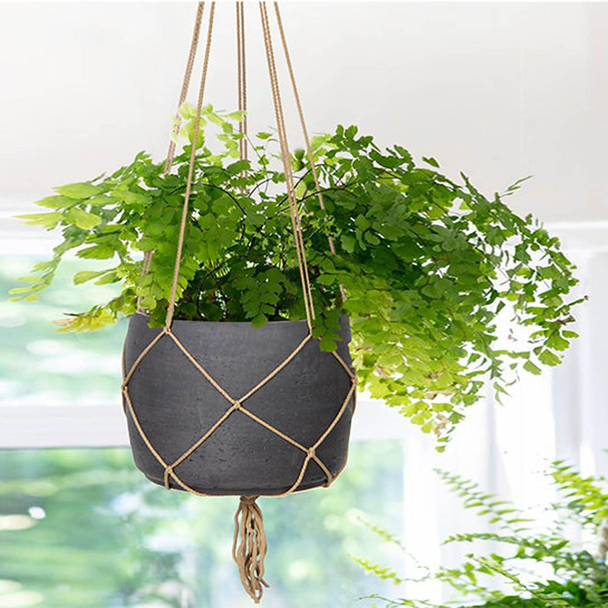 LH Home Craft Hanging Pot With Netting - Charcoal Grey