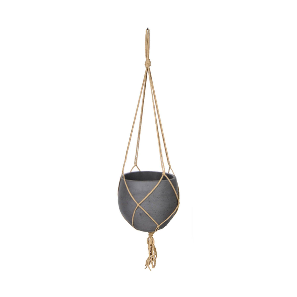 LH Home Craft Small Hanging Pot With Netting - Charcoal Grey