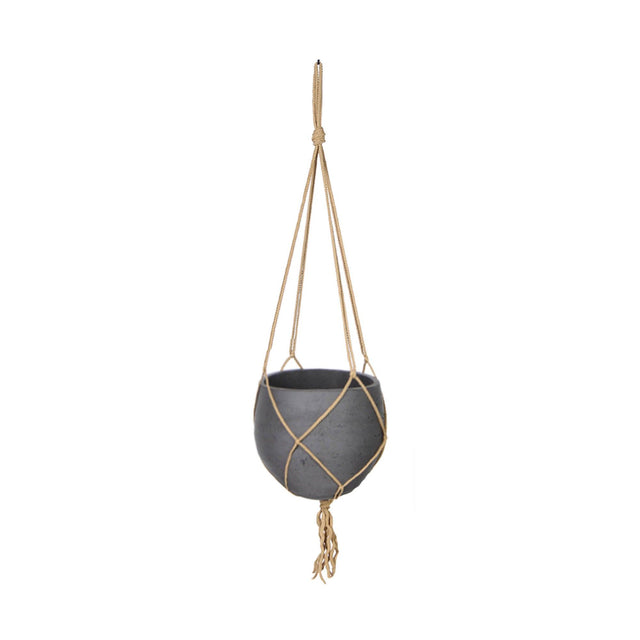 LH Home Craft Small Hanging Pot With Netting - Charcoal Grey