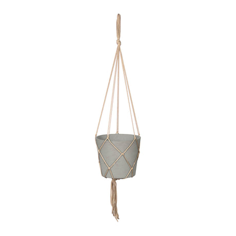 LH Home Craft Medium Hanging Pot With Netting - Cement Grey