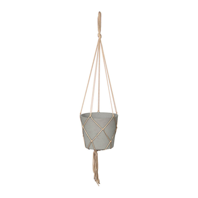LH Home Craft Medium Hanging Pot With Netting - Cement Grey