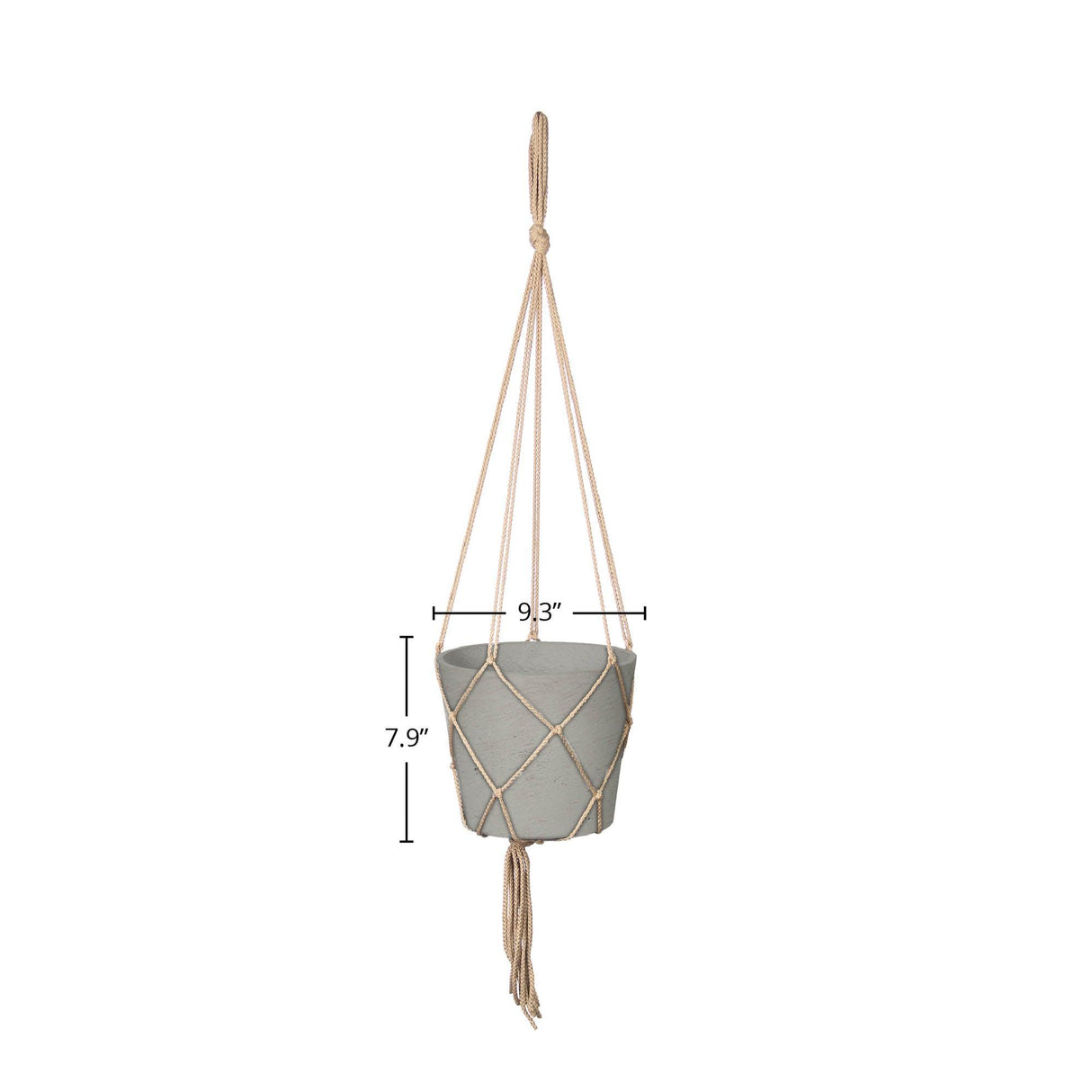 LH Home Craft Medium Hanging Pot With Netting - Cement Grey
