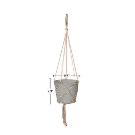 LH Home Craft Medium Hanging Pot With Netting - Cement Grey