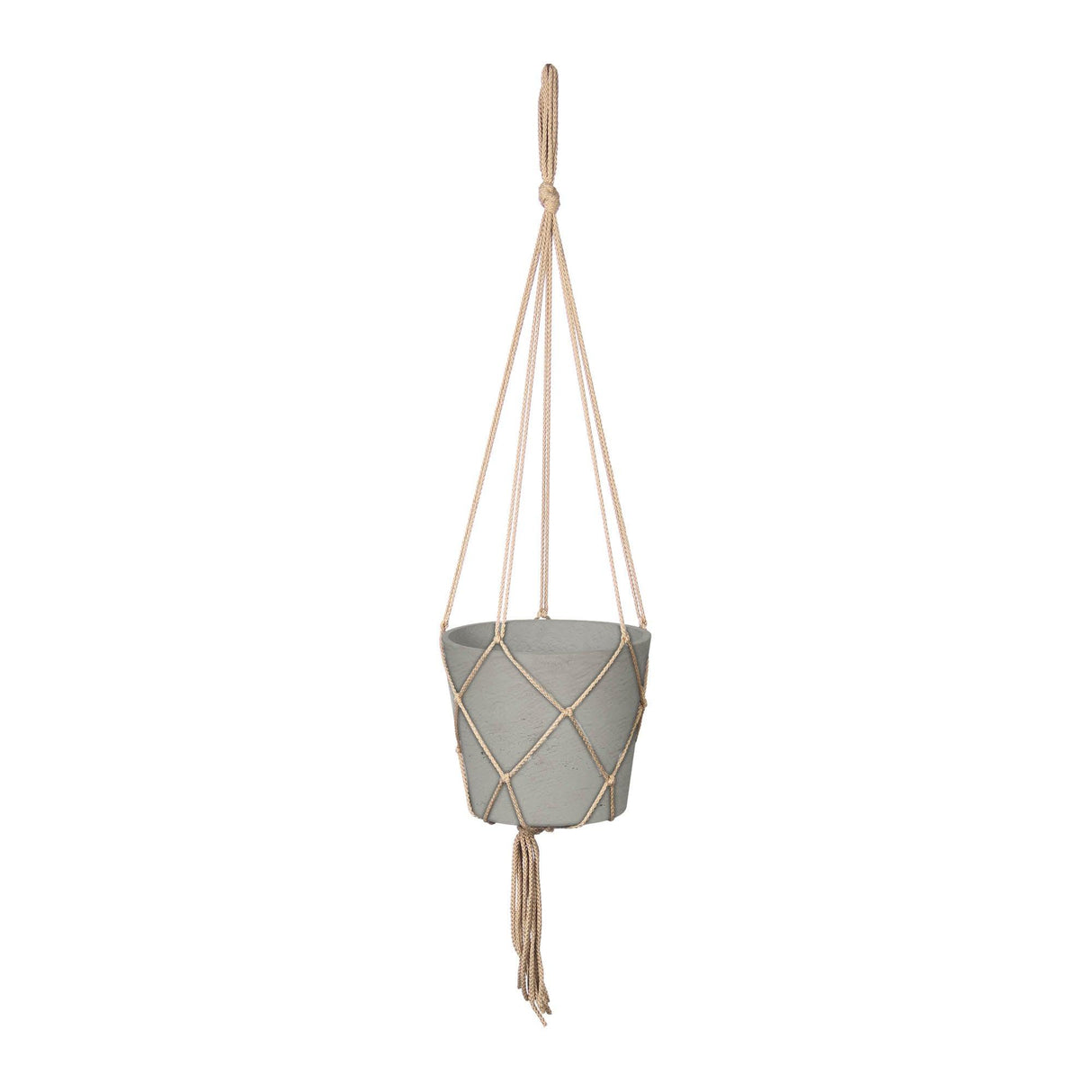 LH Home Craft Small Hanging Pot With Netting - Cement Grey