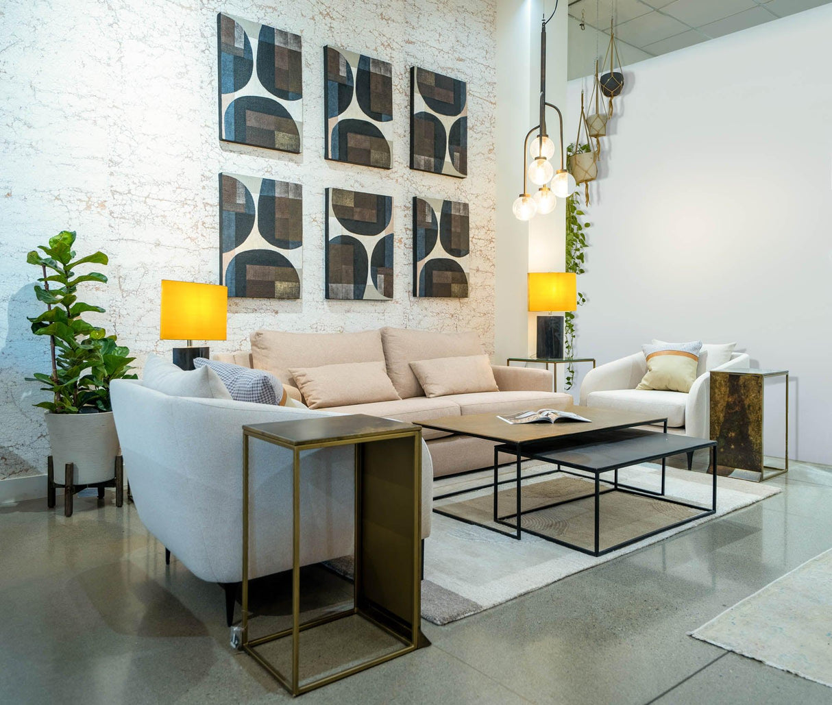 LH Home Craft Small Hanging Pot With Netting - Cement Grey