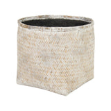LH Home Bamboo Indoor Basket Pot White Wash