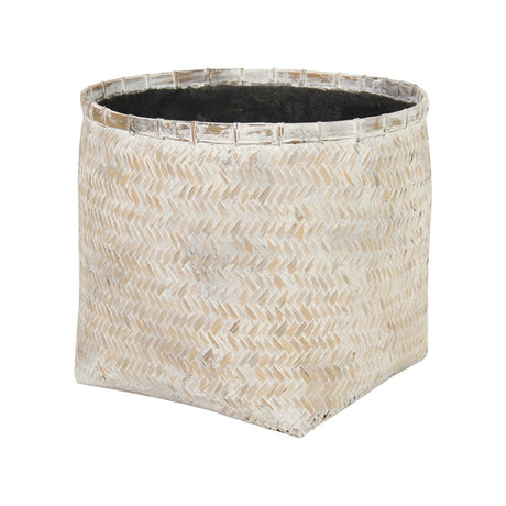 LH Home Bamboo Indoor Basket Pot White Wash