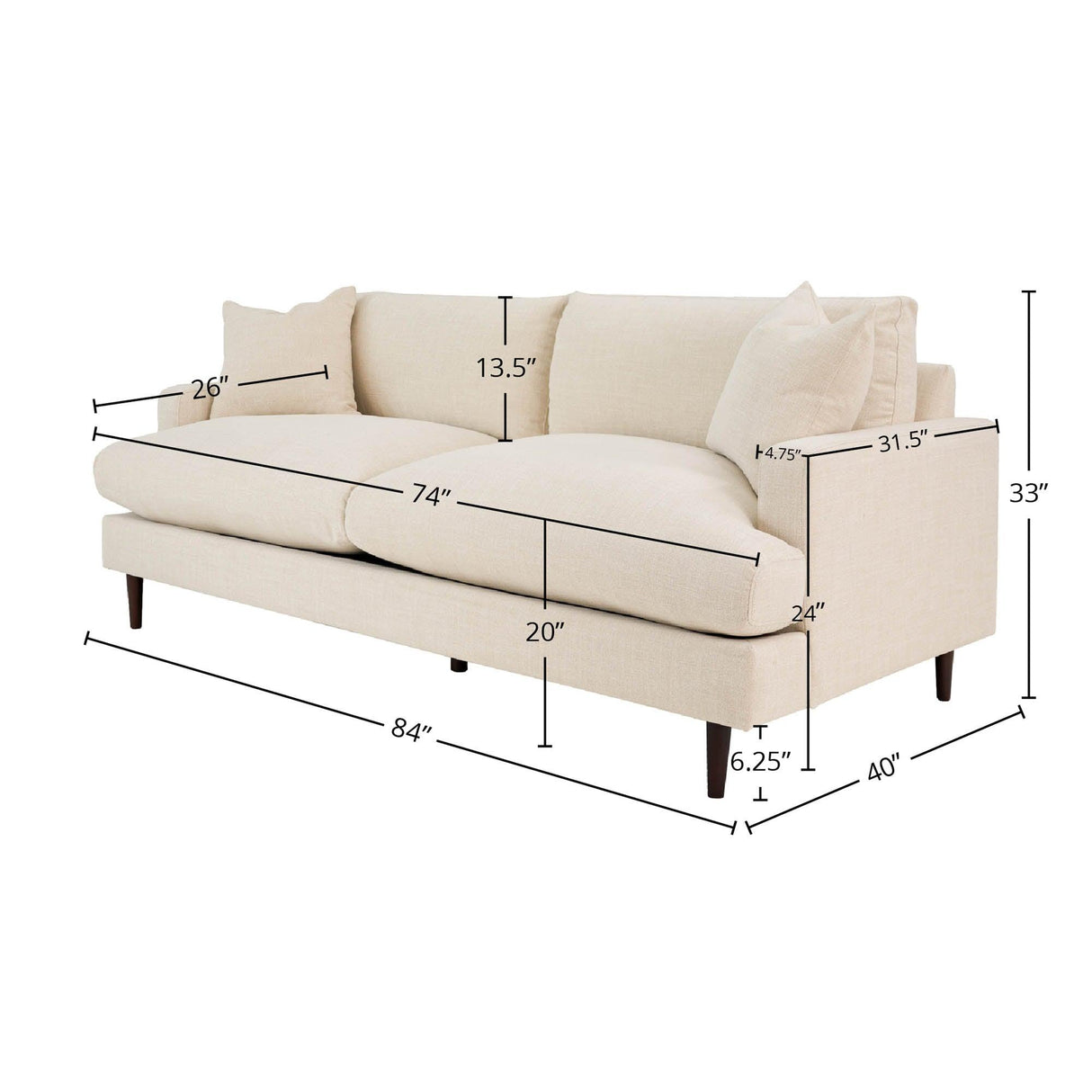 LH Home Martha Sofa - Beach Alabaster