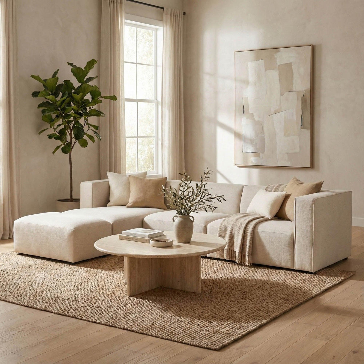 LH Home Premium Left Modular Sectional w/ Ottoman