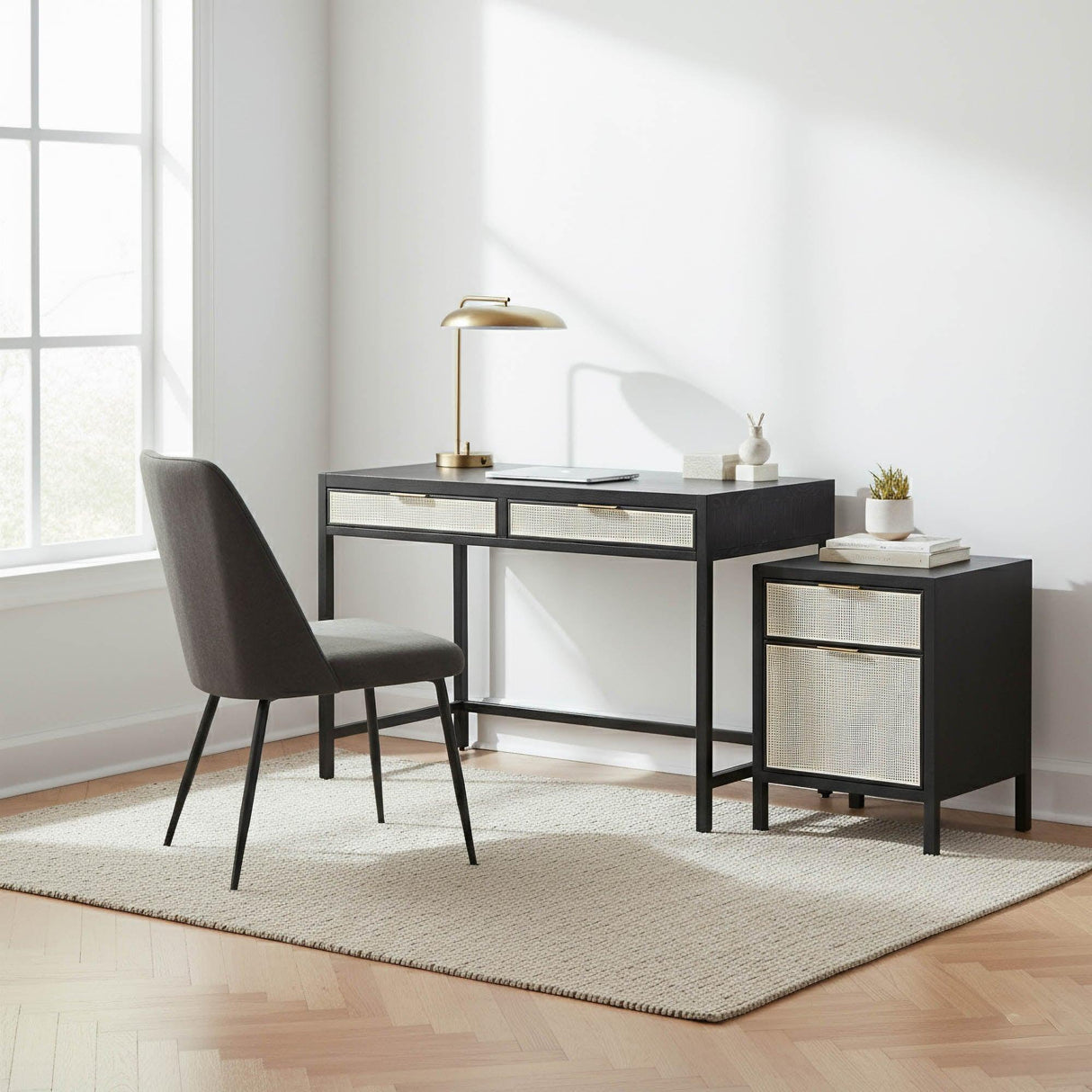 LH Home Rattan Filing Cabinet - Ebony