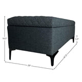 LH Home Reece Storage Bench - Charcoal Grey