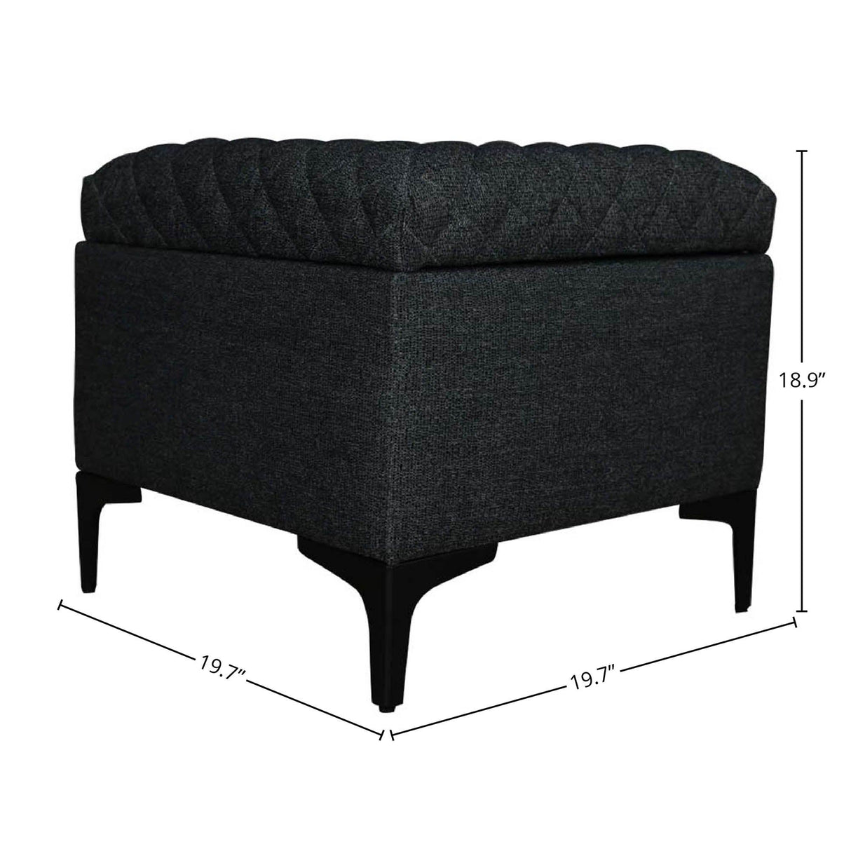LH Home Reece Storage Ottoman - Charcoal Grey