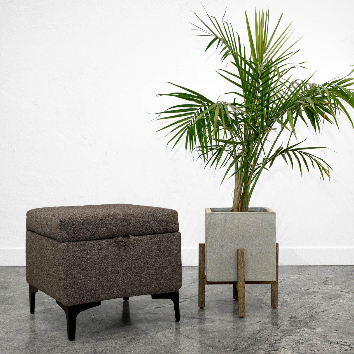 LH Home Reece Storage Ottoman - Medium Brown