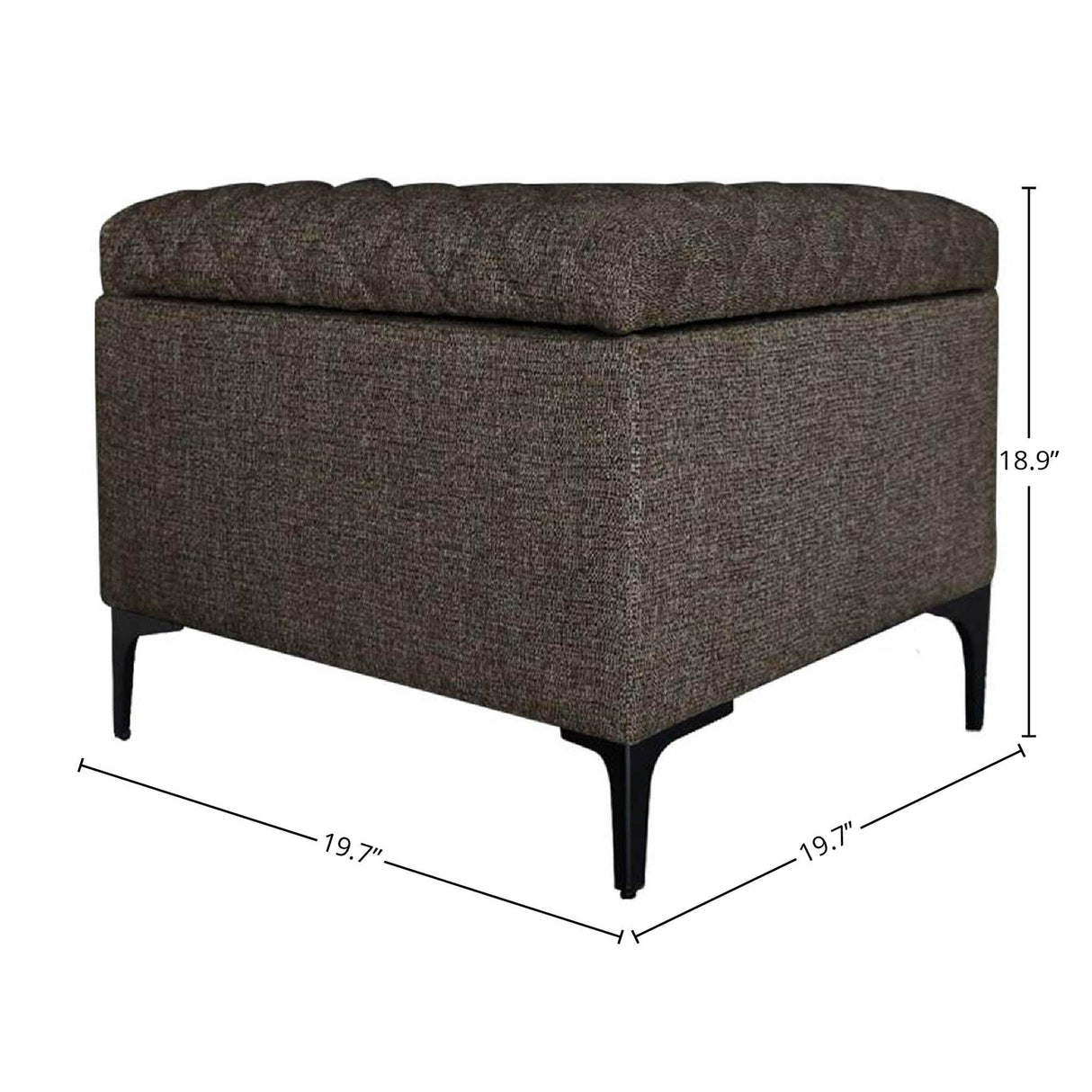 LH Home Reece Storage Ottoman - Medium Brown