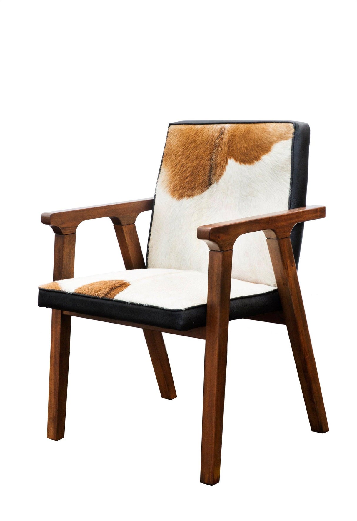 LH Home Rio Cool Armchair - Brown Mindi Oak, Leather/Goat Hair