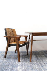 LH Home Rio Cool Armchair - Brown Mindi Oak, Leather/Goat Hair