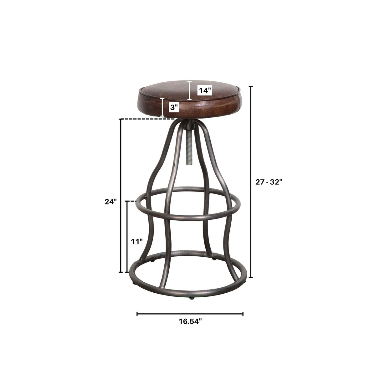 LH Home Bowie Stool - Vintage Brown