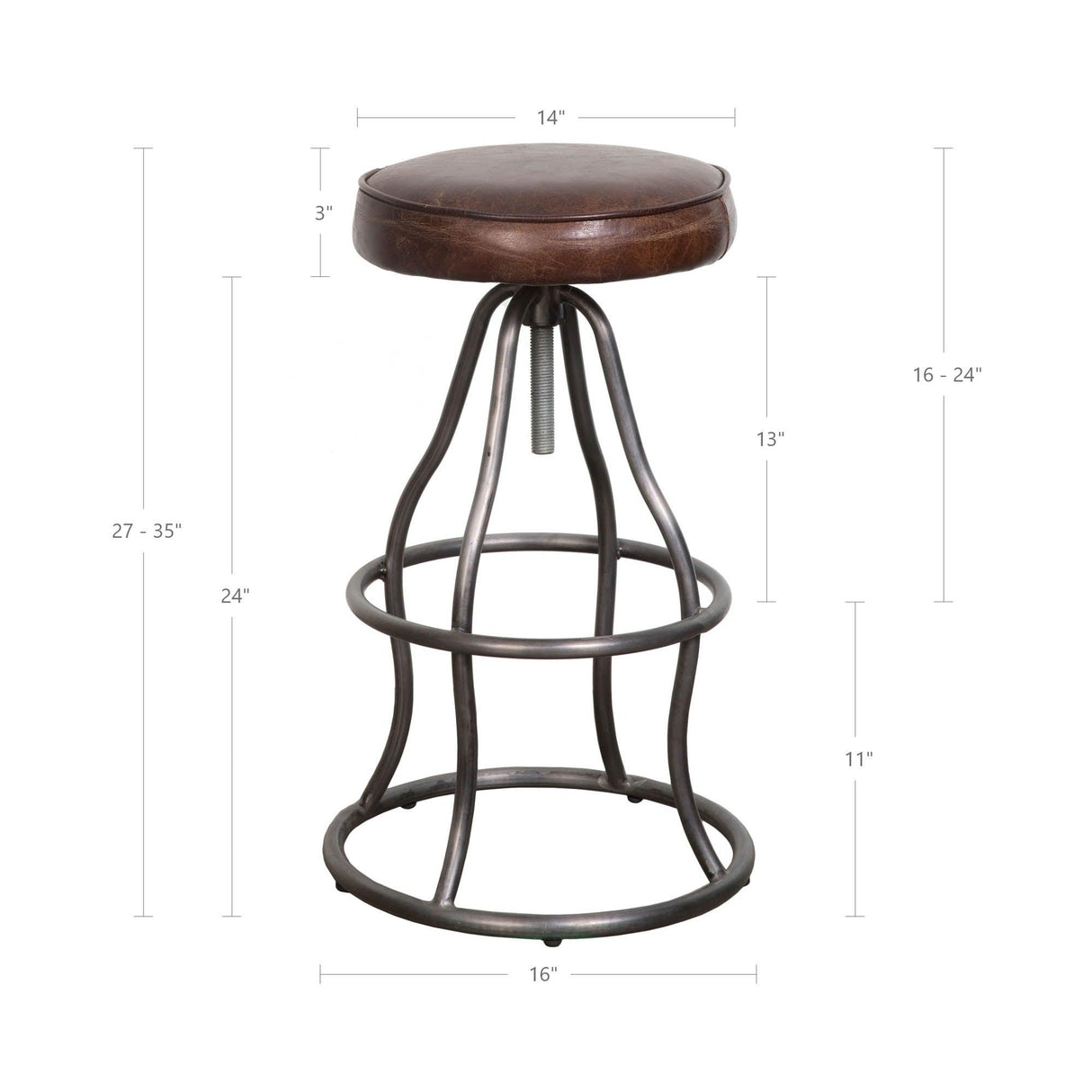 LH Home Bowie Stool - Vintage Brown
