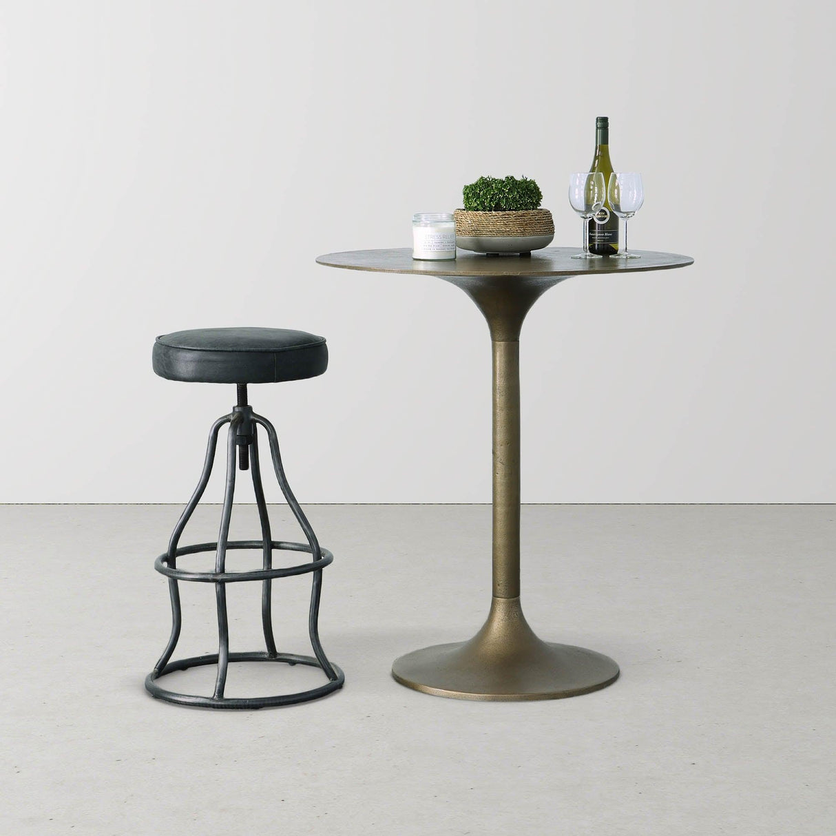 LH Home Bowie Stool - Black Leather