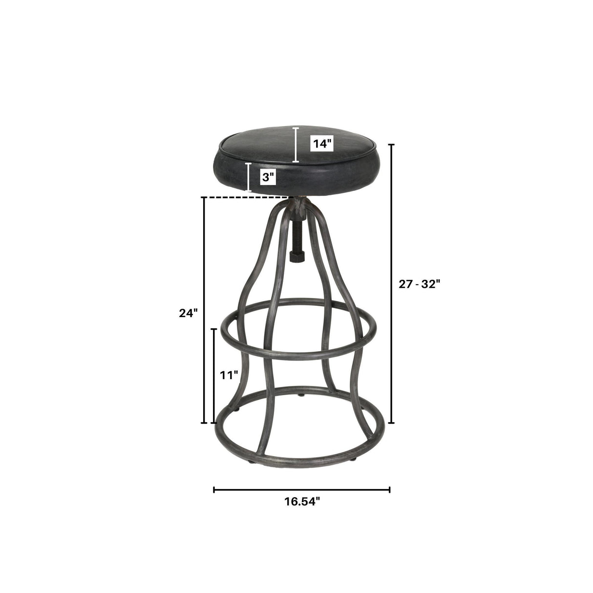 LH Home Bowie Stool - Black Leather