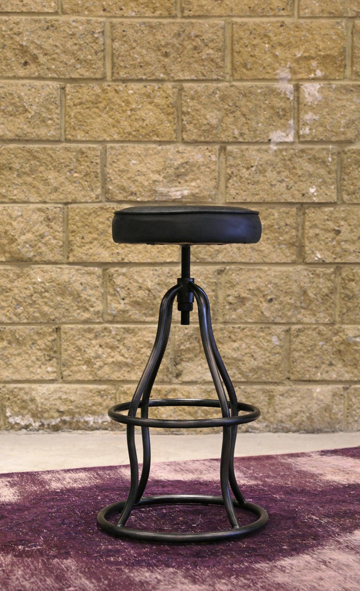 LH Home Bowie Stool - Black Leather