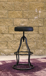 LH Home Bowie Stool - Black Leather