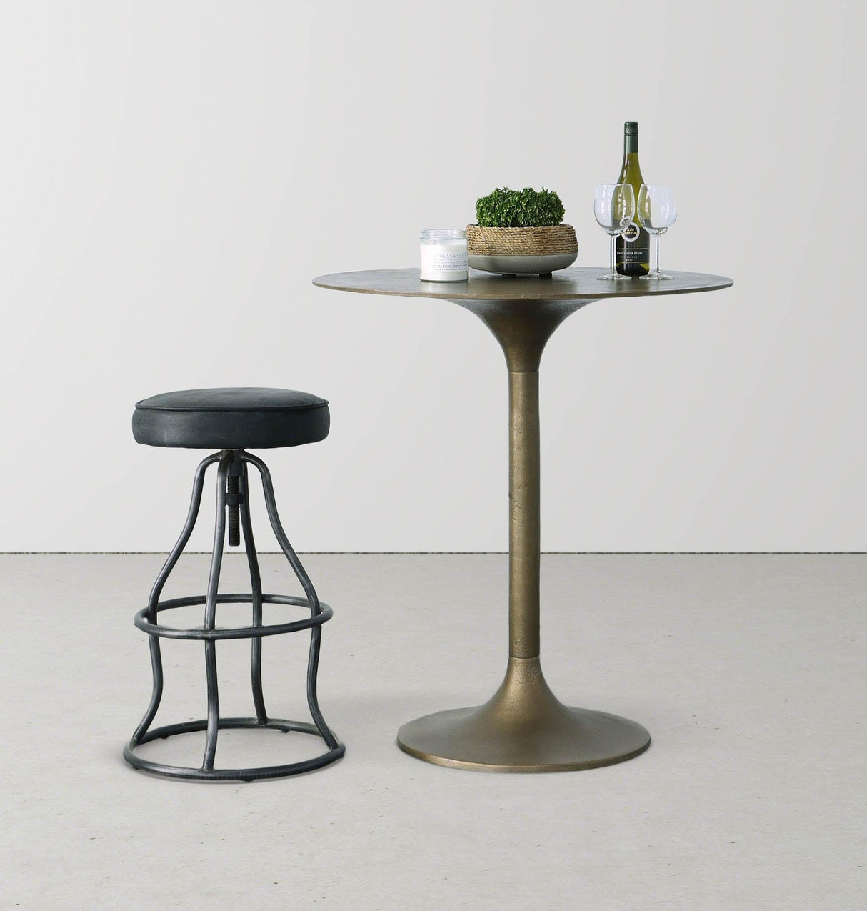 LH Home Bowie Stool - Black Leather