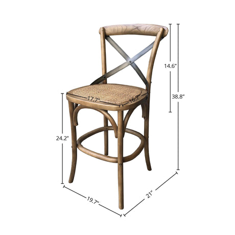 LH Home Cross Back Fixed Counter Stool - Sundried