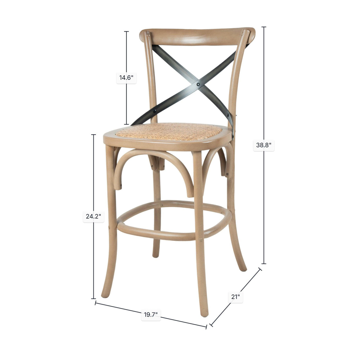 LH Home Cross Back Fixed Counter Stool - Sundried