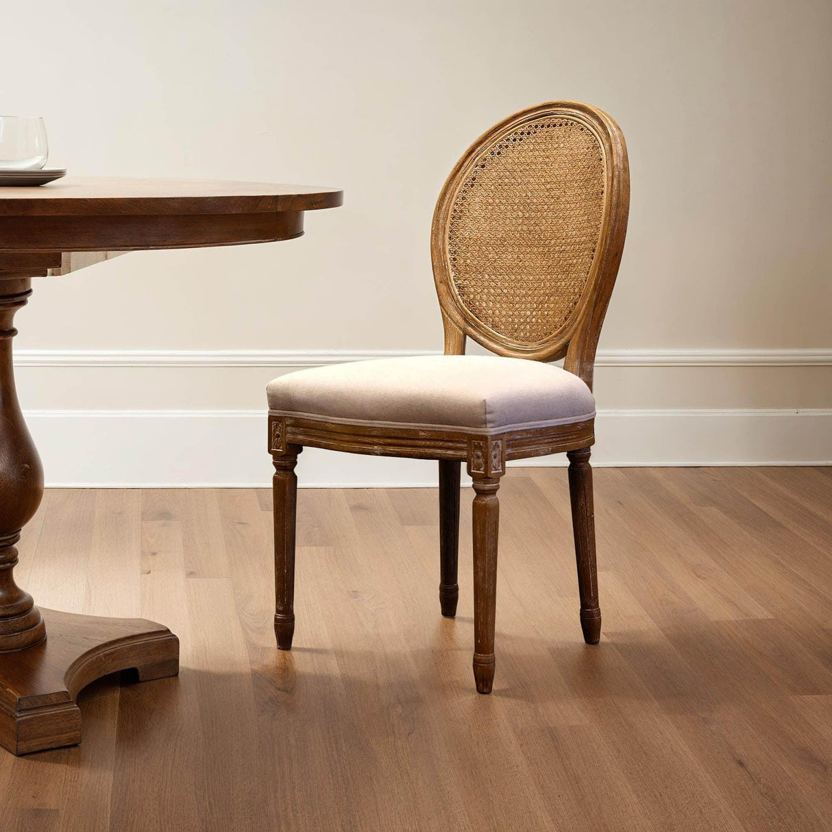 LH Home Napoleon Dining Chair w/ Cane Back - Antique Linen