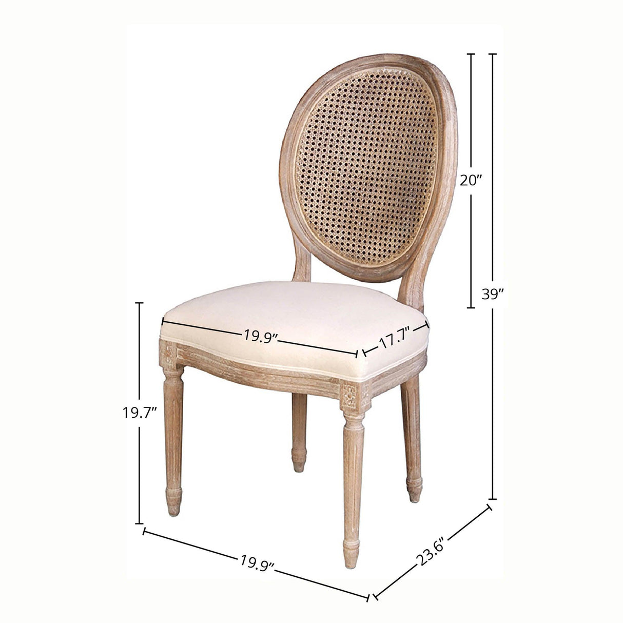 LH Home Napoleon Dining Chair w/ Cane Back - Antique Linen