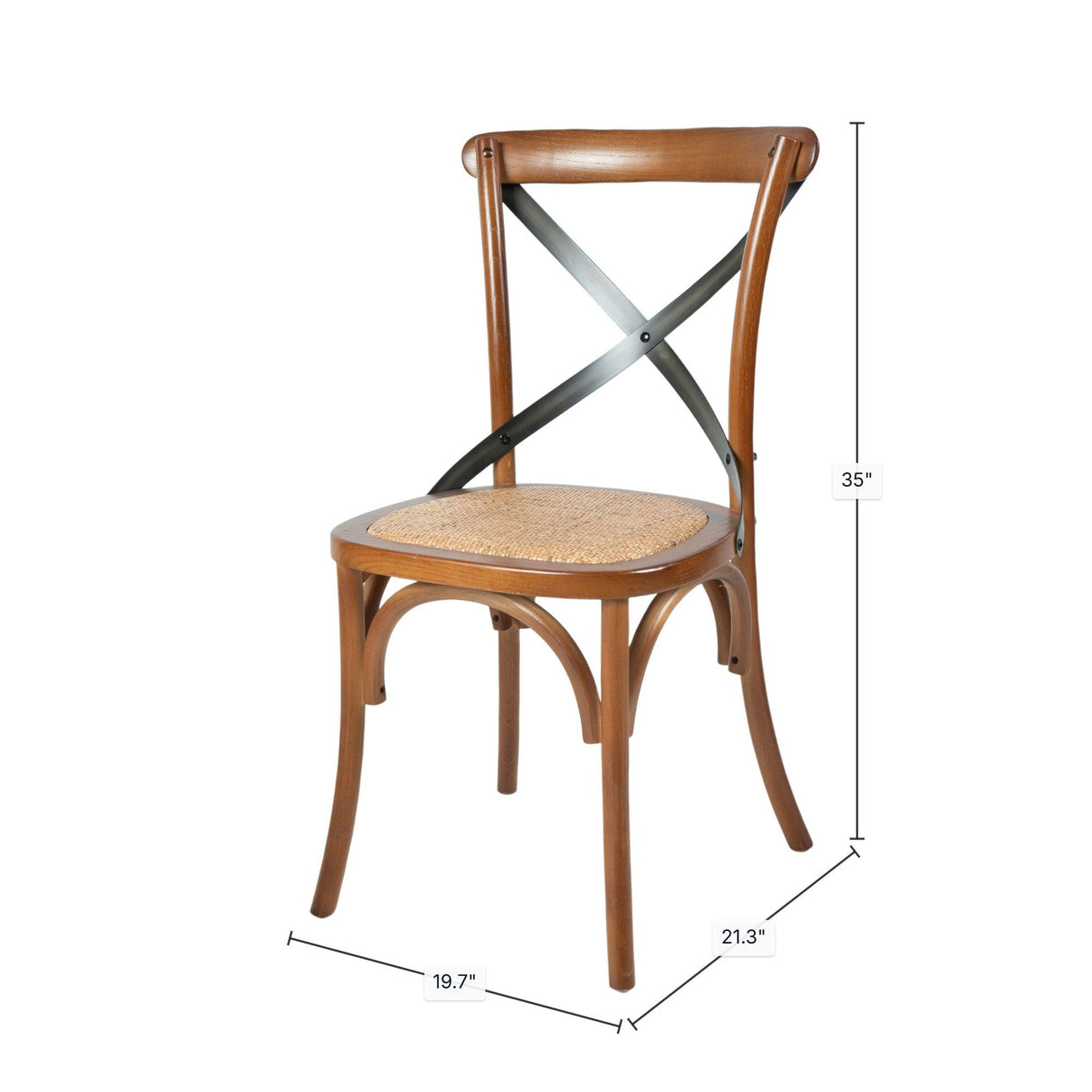 LH Home Cross Back Chair w/ Rattan Seat - Brown
