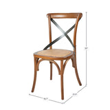 LH Home Cross Back Chair w/ Rattan Seat - Brown