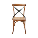 LH Home Cross Back Chair w/ Rattan Seat - Brown